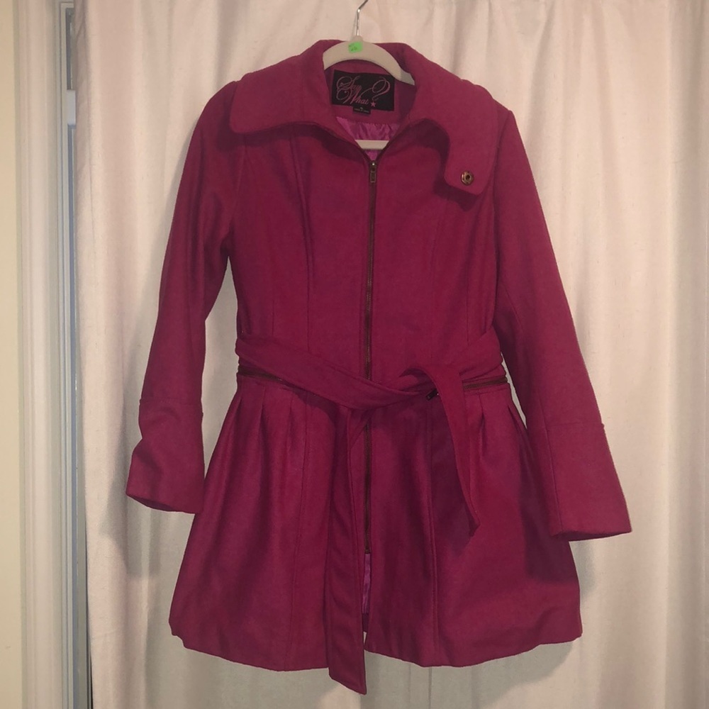 Say What? Magenta Pea Coat, size XL
